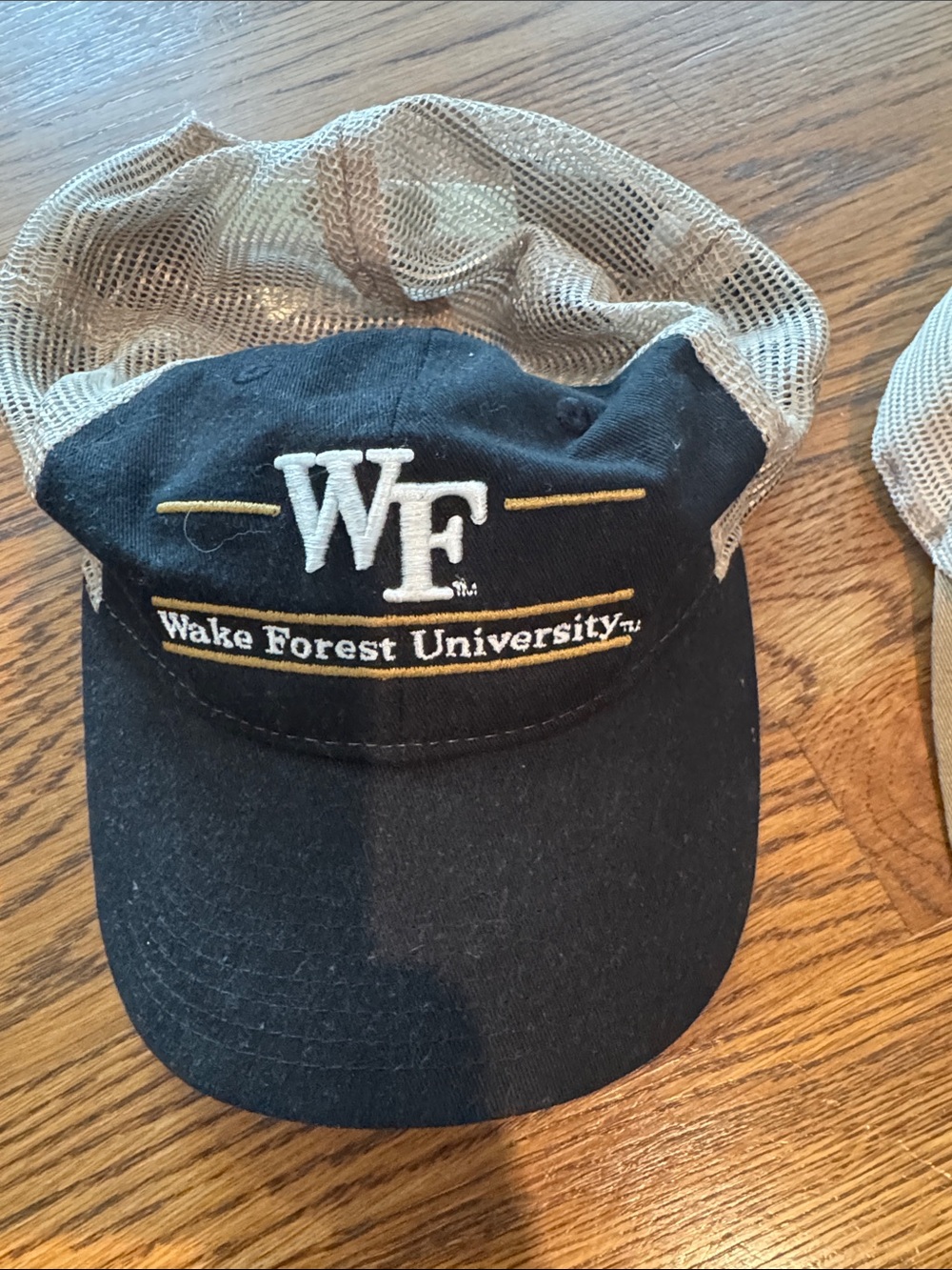 NEW WAKE FOREST U Black and Tan  Mesh Back Hat Trucker mesh for comfort/cool